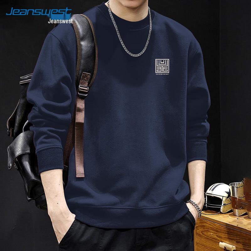 Jeanswest Men's Casual Logo Print Pullover Long Sleeve T-Shirt