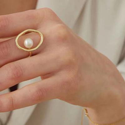 Inel pentru femei Galvanoplastie Atrăgător de aur Faux Pearl Inel de deget Accesorii de bijuterii