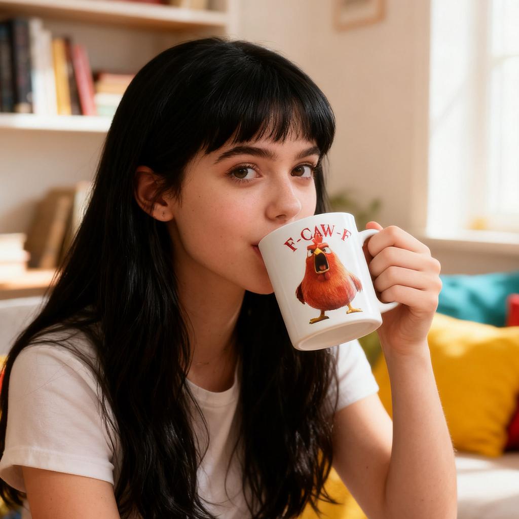 F-Caw-F Rolig Kyckling Mugg - Personligt Namn F-Caw-F Rolig Kyckling Humor Keramisk Anpassad, Present Kaffemugg För Män Och Kvinnor 12 Oz