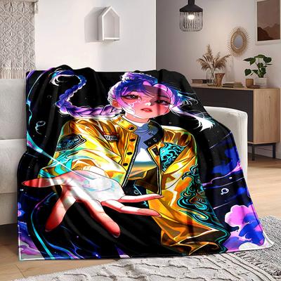 1PC Huntrix, K POP Blanket, Throw For Sofa, Bed, Travel, Camping, Livingroom,