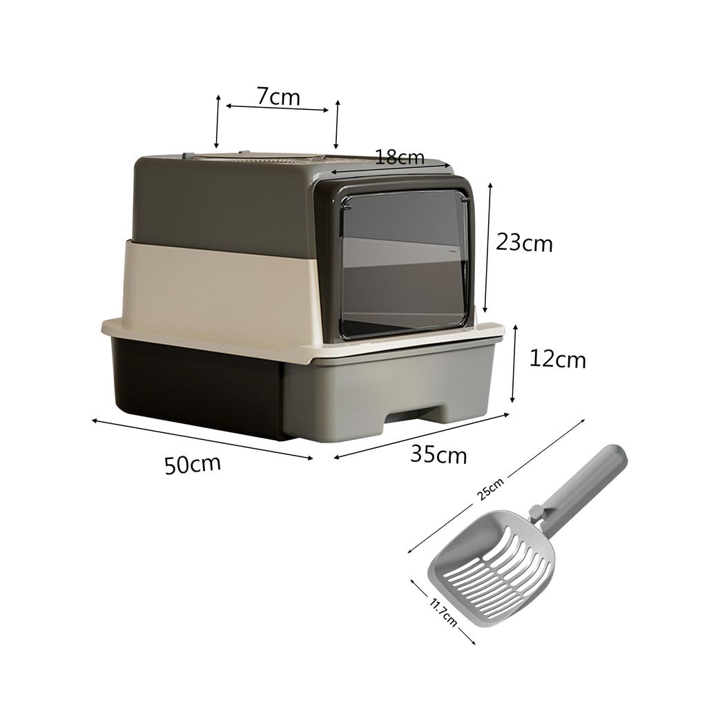 Fully Enclosed Cat Litter Tray,Hooded Cat Litter Box with ,Bedpan,Pet Litter Box,Pet Litter Tray with Lid for Travel