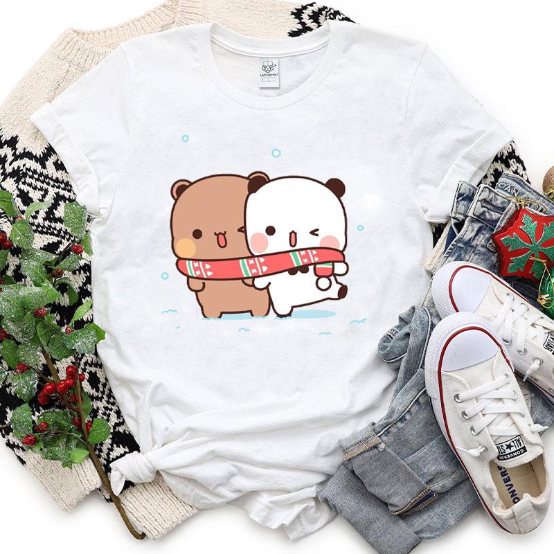 Kawaii Bubu Dudu Merry Christmas Couple Tshirt Trendy Funny Cartoon Anime Shirt Fashion Holiday Party Celebrate Cotton Tees