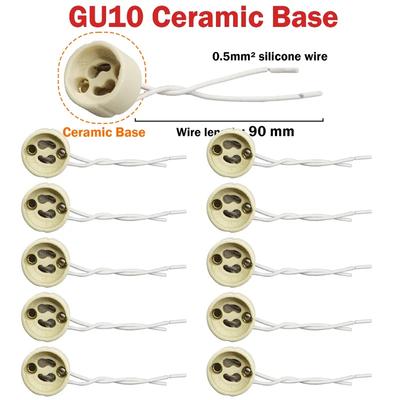 10-50pcs GU10 Socket Lamp Base Light Holder Connector Ceramic Adapter Wire For LED Bulb Stand Chandelier Halogen Leds Accessory
