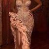 MAITA Women Sexy Rhinestone Shiny Slim Wrap Chest Wrap Low Cut Tube Top Feather Irregular Hem Long Dress