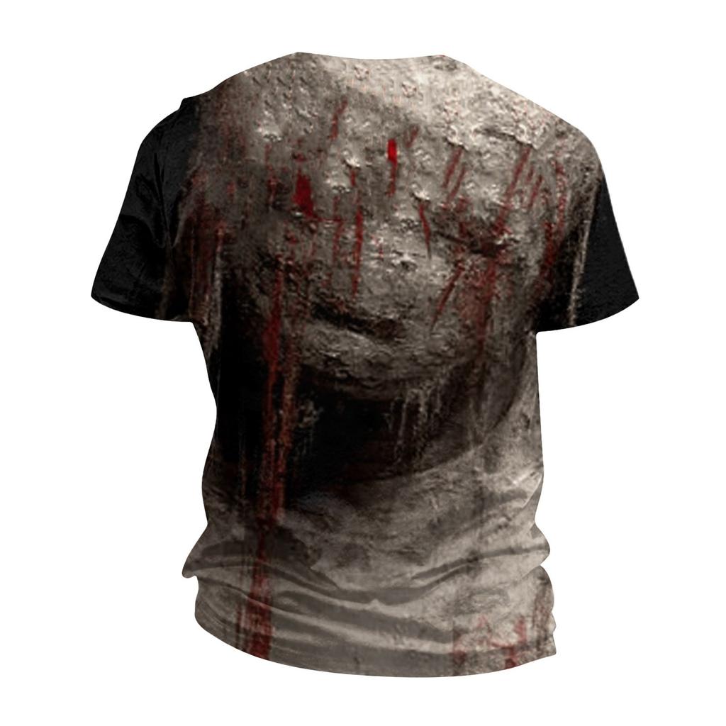 Halloween printed men's round-neck cotton-like short-sleeved top T-shirt