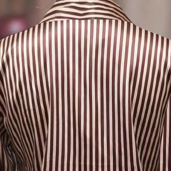 Cămașă Dama Guler Rever Mânecă Lungă Nasturi Fentă Cămăși Topuri Textură Netedă Imprimeu Dungat Croială Largă Casual Cămașă de Lucru