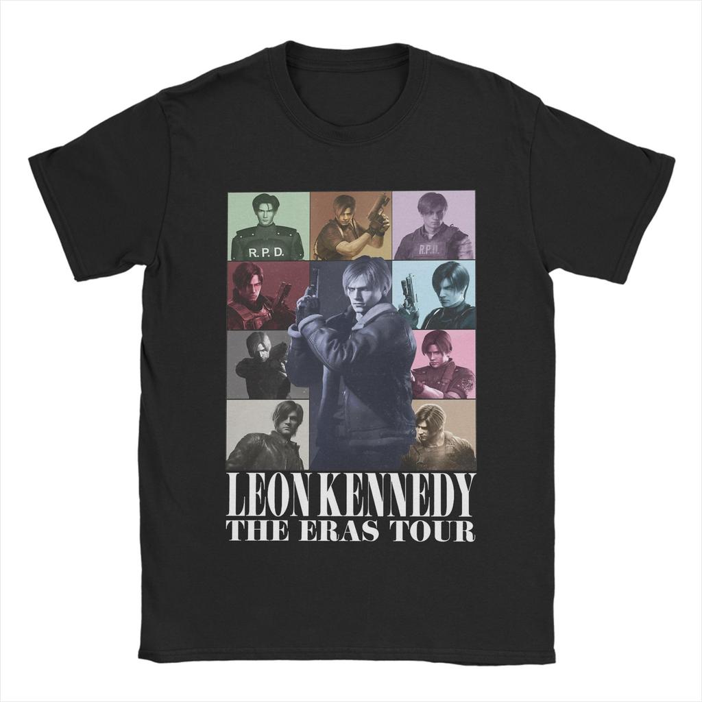 Casual Residents Evils Game T-Shirts for Men Round Neck Cotton T Shirts I Heart Leon Kennedy Short Sleeve Tees Clothing