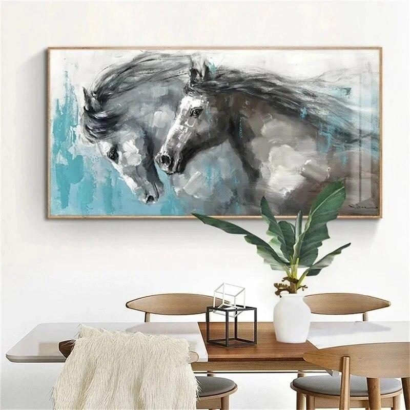 Running Horses On The Wall Modern Animals Posters and Prints Canvas Paintings Wall Art Pictures Home Decoration for Living Room No Frame