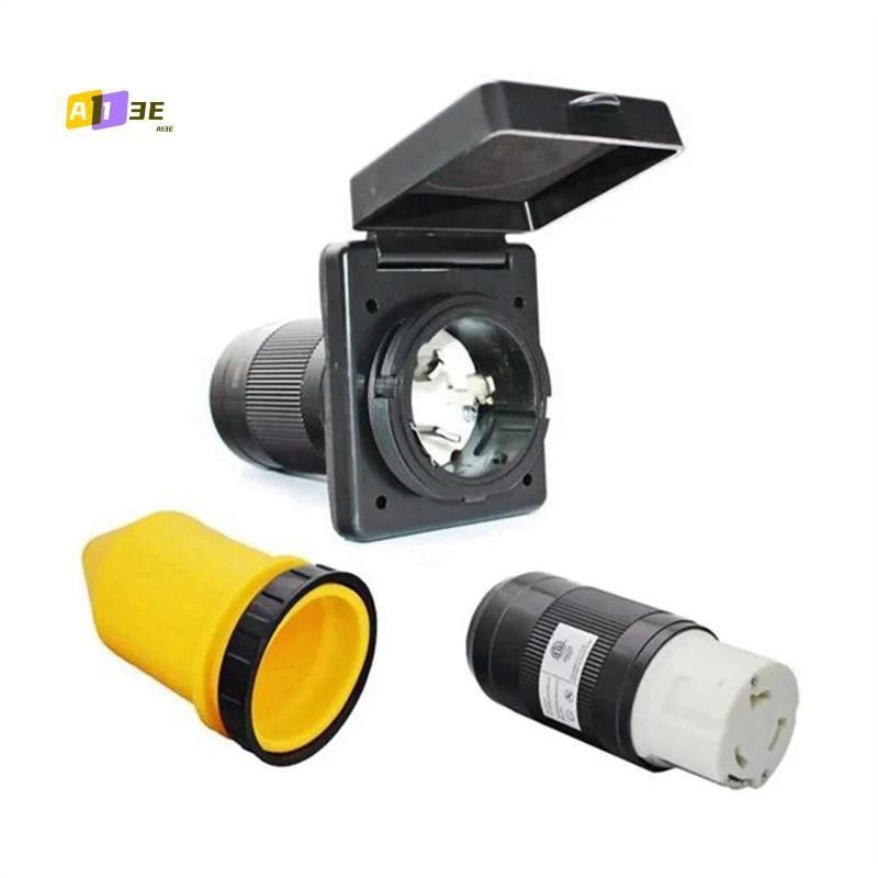 A03E-RV 50 Amp 125V/250V AC Power Inlet Plug Female Twist Locking Connector Black