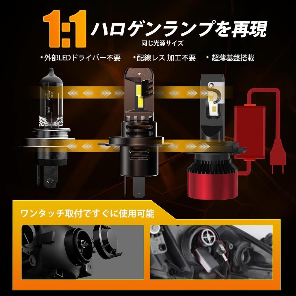 WAIXINGREN H4 LED Super 8x High Brightness LED H4 LED Vehicle Inspection Halogen Quadruple Heat Cooling IP68 Noise Noise Warranty Headlights, Bright,
