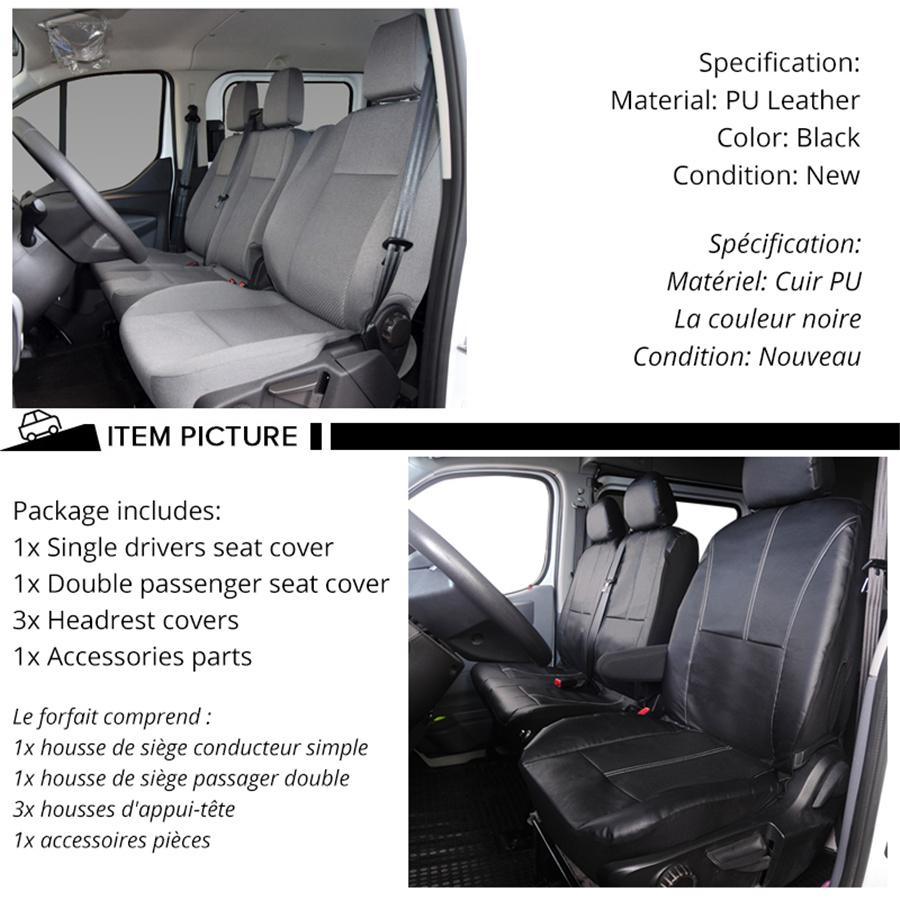 Cool Black Leather 2+1 Car Seat Covers Custom Tailored Heavy Duty Waterproof Van Seat Cover