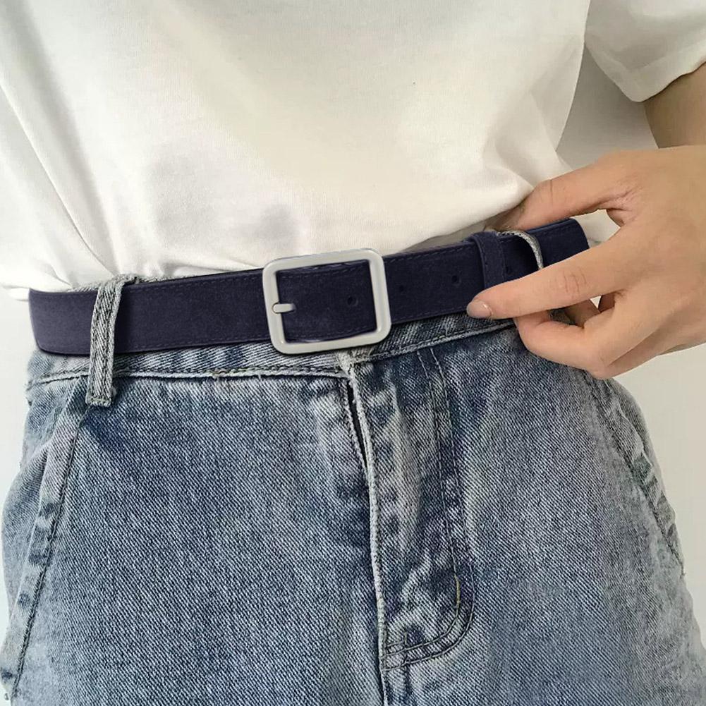 Men Women Belt Fashion Synthetic Leather Vintage Belt Button Versatile Square And Simple Belt P B1X4