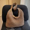 Lässige Urlaubs-Stroh-Webtasche Leichte Einfarbige Schulter Damenhandtasche Große Kapazität Stroh-Webtasche