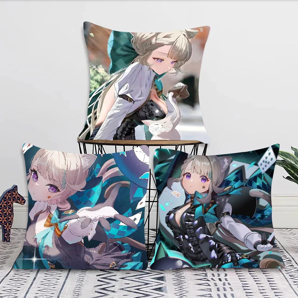 Lynette Anime Game Genshin Impact Pillow Case Square Pillow Bedroom Sofa Leisure Comfort Car Living Room Home Decoration 40X40