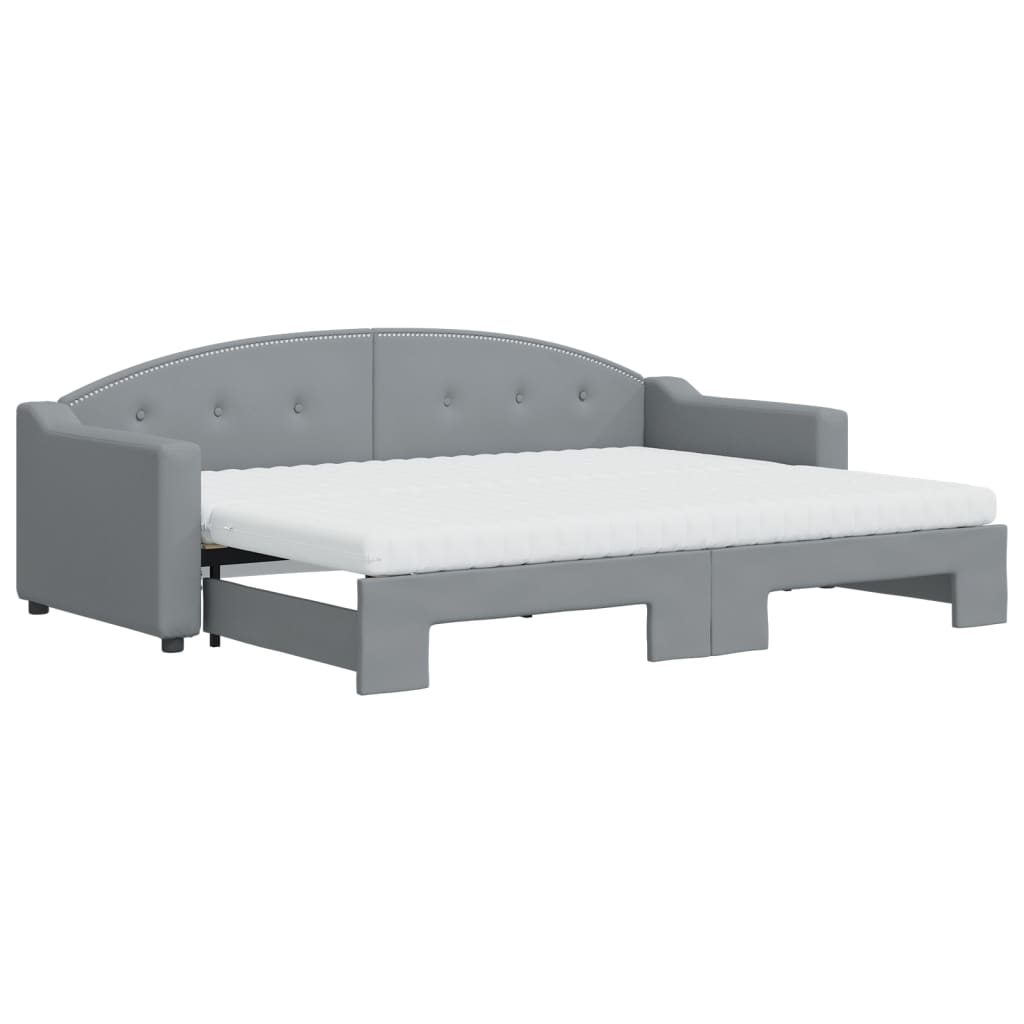 Extendable Daybed with Mattress Light Grey 80x200 Cm Fabric