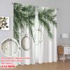 2pcs,2D Plane Printing Print Curtains Christmas Ornaments Fir Branch Watercolor (3) Versatile 100% Polyester (without Rod)