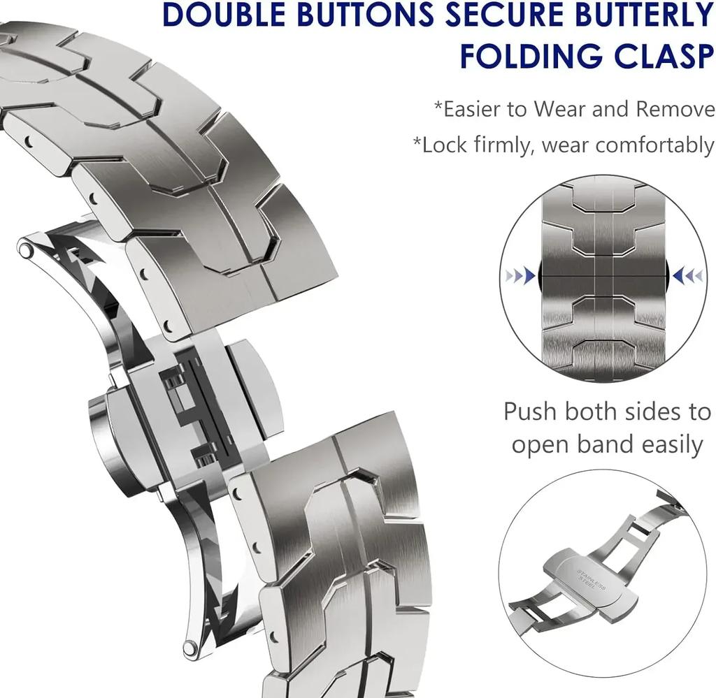 Rustfri stålrem for Samsung Galaxy Watch 7 6 5 4 Klassisk 47 mm 43 mm 42 46 mm 45 mm Ingen hull Metallbånd 40 mm 44 mm lenkearmbånd