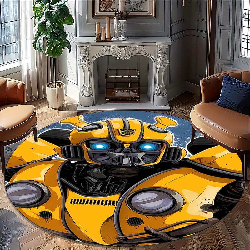 1pc Bumblebee2 Print Round Carpet Chair Round Carpet Suitable for Bedroom Living Room Home Decorative Carpet