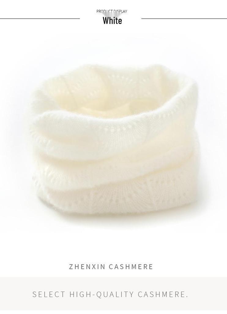 Women's 100% Pure Cashmere Hollow Design Neck Warmer - Solid Color, Early Autumn Style, Outdoor Cold Protection, Knitted Gaiter.