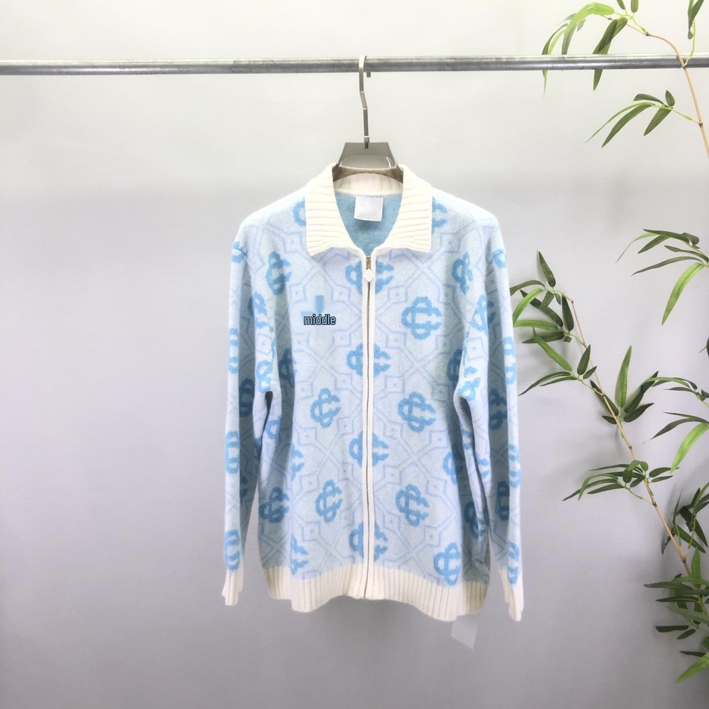 

Унисекс вязаный кардиган в европейском стиле на молнии, с длинным рукавом, в наличии. S светло-синий