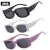 3PCS Square Fashion Women Sunglasses Y2K Hip Hop Vacation Beach Party Decoration Glasses Men