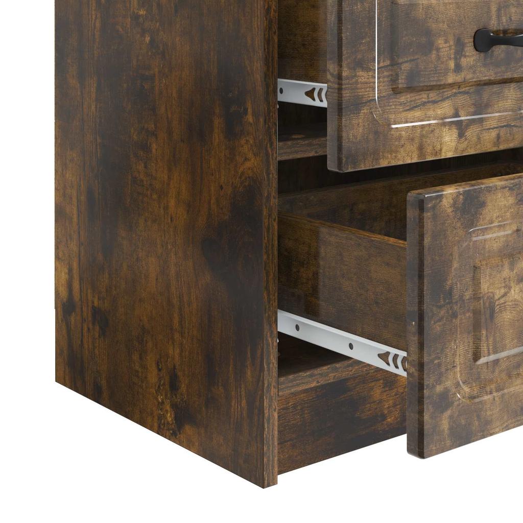 Nightstand Smoked Oak 43 x 34.5 x 44.5 cm Engineered Wood