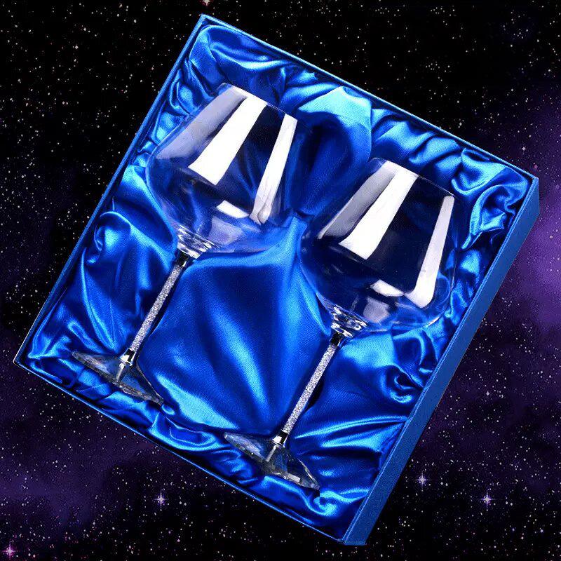 Personalized Crystal Diamond High-Stem Red Wine Glass Gift Set