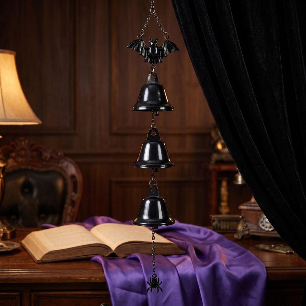 Metal Bells Bat Wind Chime Gothic Bat Spider Pendant Creativity Halloween Wind Chime Courtyard
