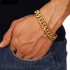 Stainless Steel Metal Cuban Chain Bracelets For Men Women Punk Hip Hop Gold Color Thick Link Chain Bracelet Jewelry Gift