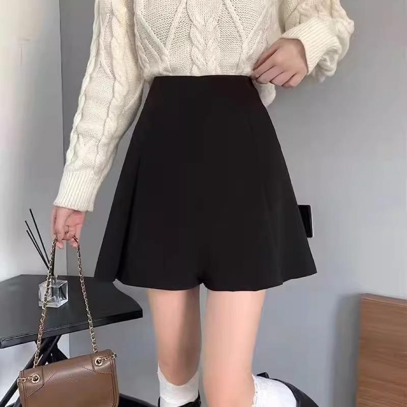 

Новая осенне-зимняя шерстяная мини-юбка А-силуэта с плиссировкой для женщин - Высокая талия, приталенная, в студенческом стиле, с защитой от просвечивания. 4XL чёрный