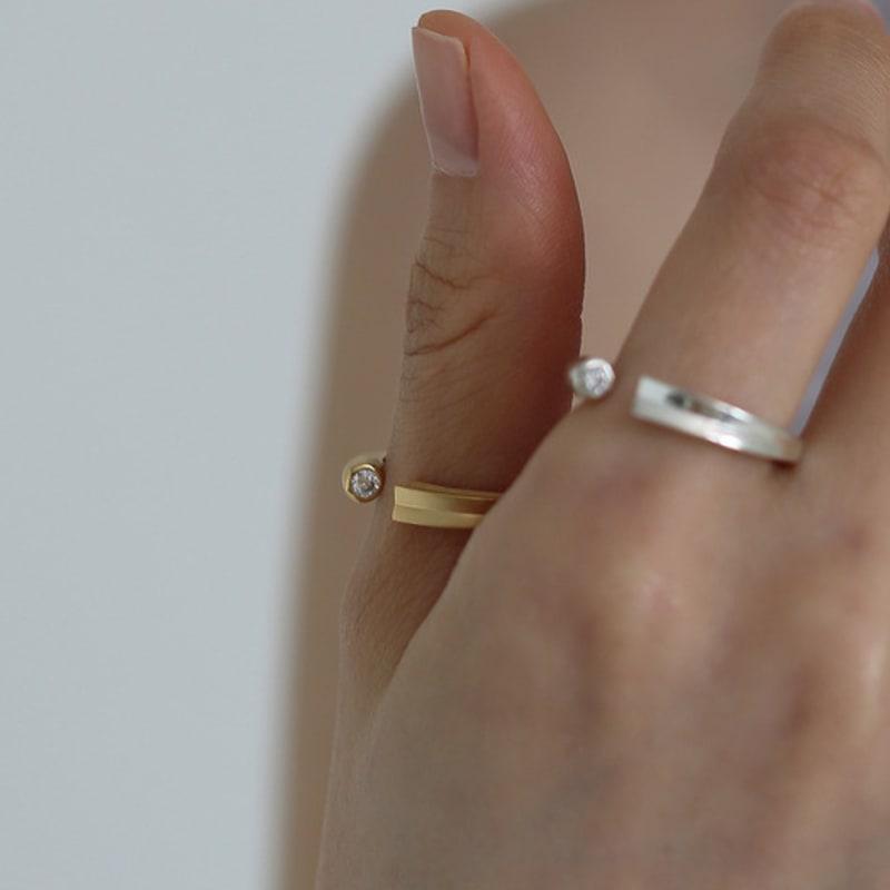 Eveningbell [silver925] Birthstone Halo Ring (matte/gold)