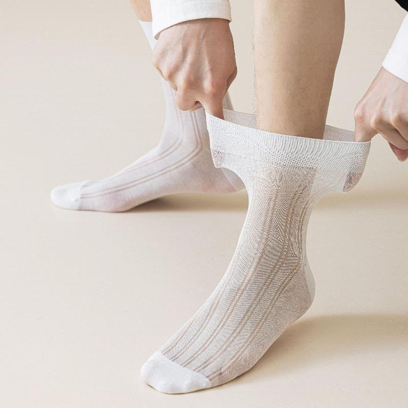 Spring and Summer Men's Socks, Mulberry Silk Men's Socks, Ultra-thin Mesh Breathable Men's Socks, Loose-fitting Elderly Socks