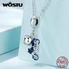 WOSTU Autentický 925 Sterling Silver Blue Cold Enamel Přívěsek na motocykl pro ženy, jemné šperky