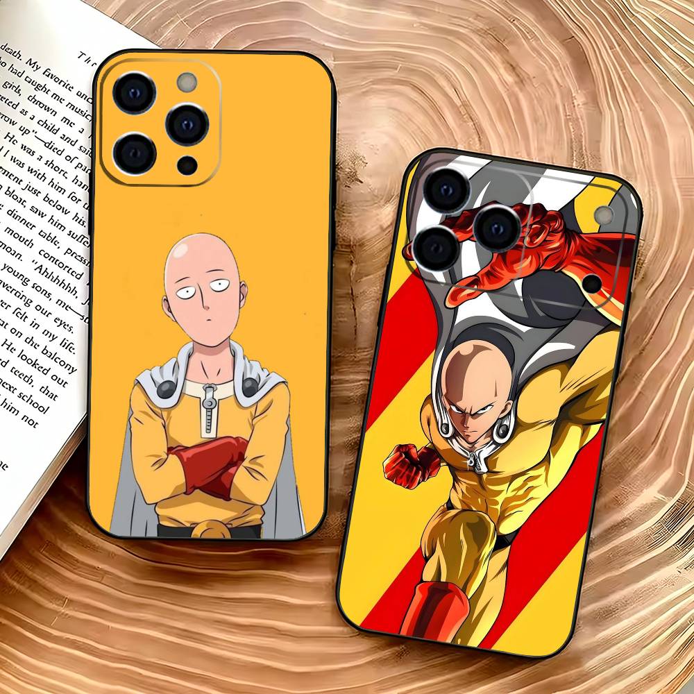 One P-Punch M-Man S-Saitama Phone Case For iPhone 17,16,15,14,13,12,11 Plus,Pro Max,XS,Soft Black Cover