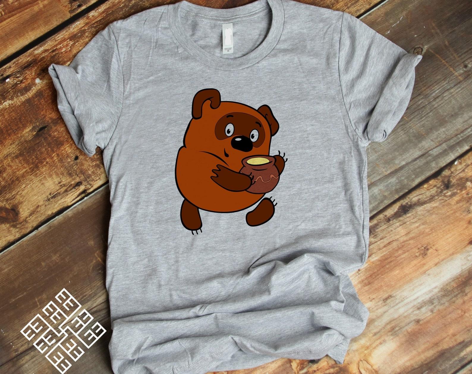 Russian Bear Winnie The Pooh Tee Shirt, Russian Winnie The Pooh Got Honey, Soviet Animated Film Shirt, Soyuzmultfilm Vinni Pukh T shirt Gift S