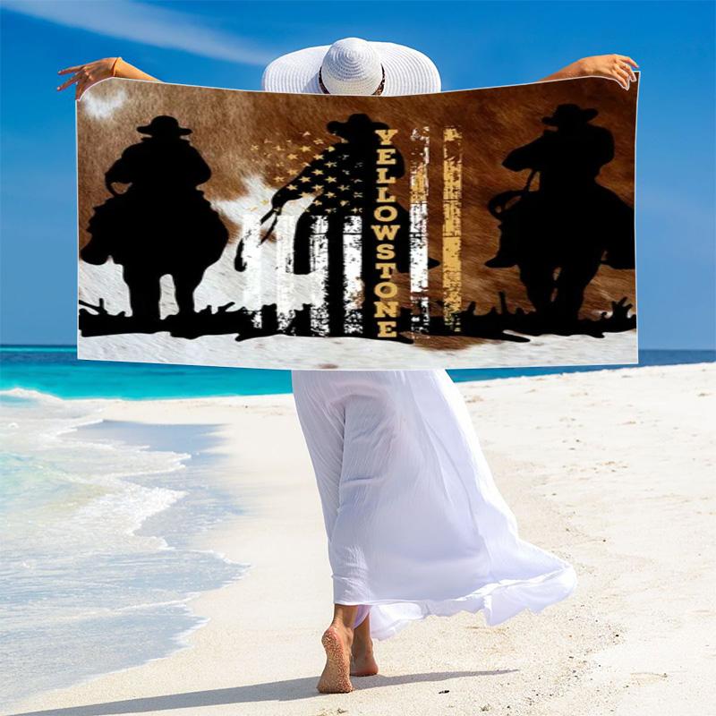 Yellowstone Print Beach Towel, Large Soft Quick Dry Towel for Beach Camping Swimming