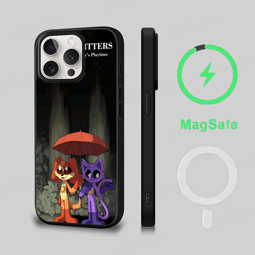 S-Lachende C-Kreaturen C-KATZENSCHLAF HUNDETAG Handyhülle Magesafe Magnetische Kabellose Ladehülle Für iPhone 16 13 14 15 Pro Max Plus Mini