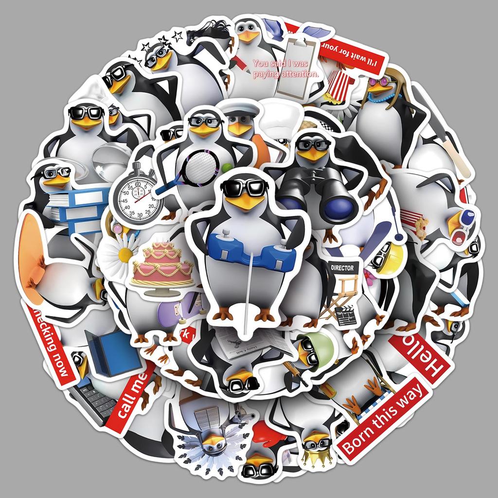 William Tell Penguin Creative Animation Stickers, 50 Sheets for Scooters & Backpacks