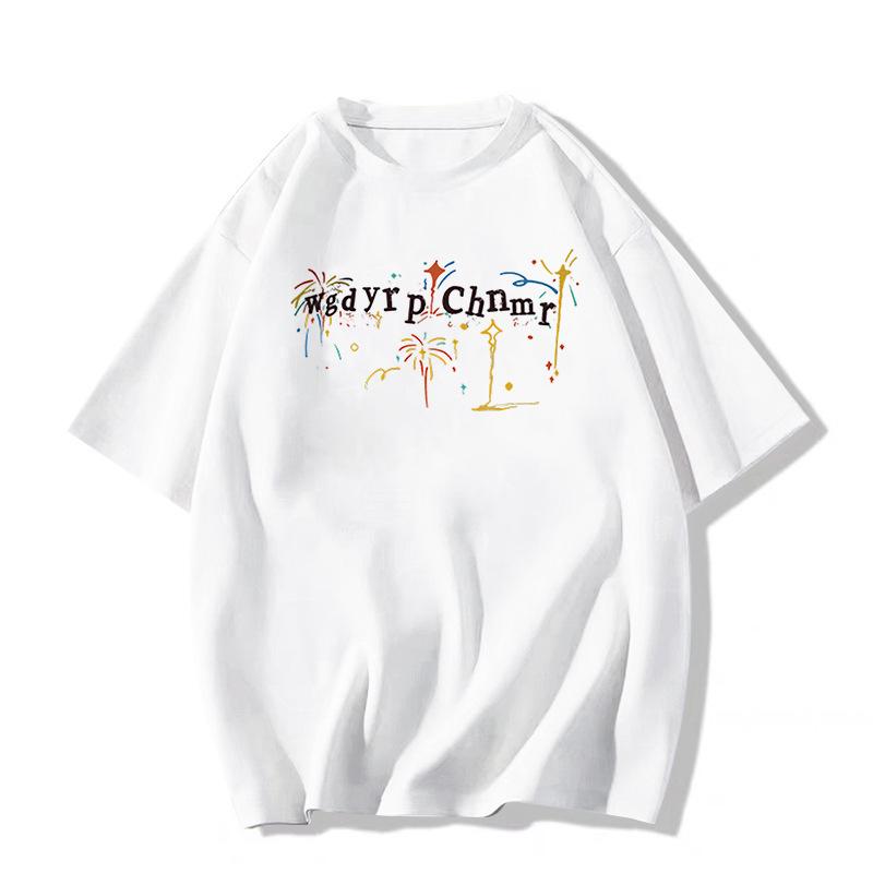 

2025 Женский белый хлопковый топ с коротким рукавом большого размера в американском свободном крое XL белый