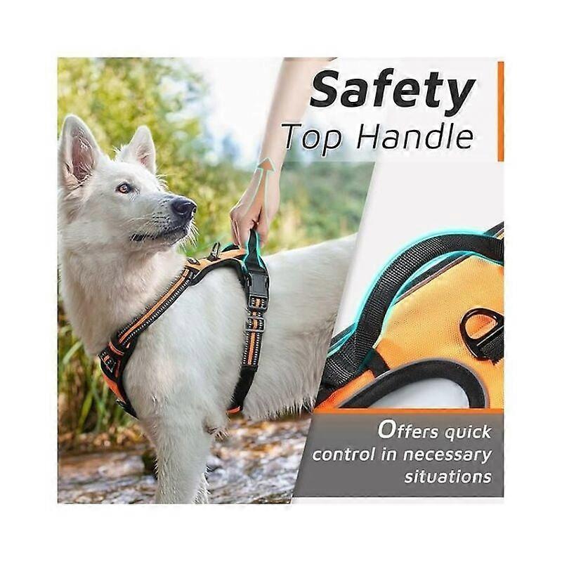 Orange Dog Harness, Adjustable Reflective Anti-Tear Dog Harness, Easy to Put On, with Control Handle, Arnet