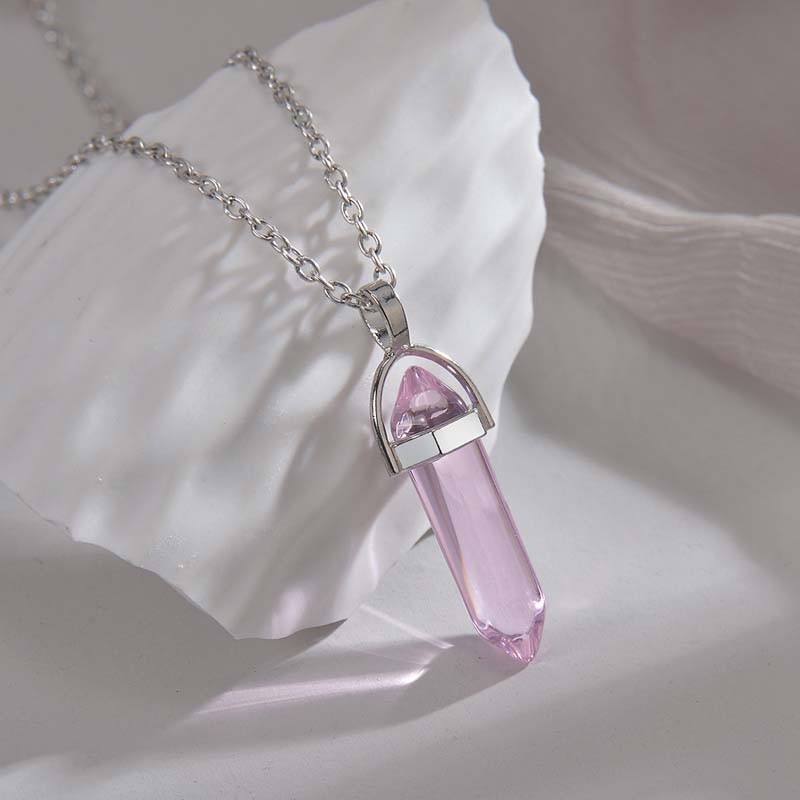 1 buc Piatră Naturală Luminoasă Cristal de Cuarț Opal Agate Coloană Hexagonală Pendul Lanțuri de Piele Coliere Farmecuri la Modă Pandantiv
