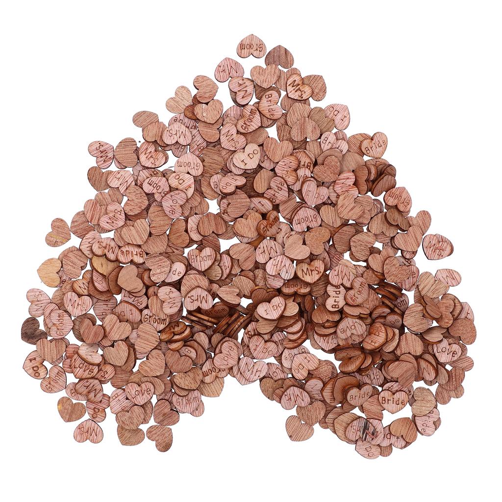 500 Stück Herzform Chips Holzmaserung Scheibe Dekoration DIY Handgefertigt Scrapbook Basteln