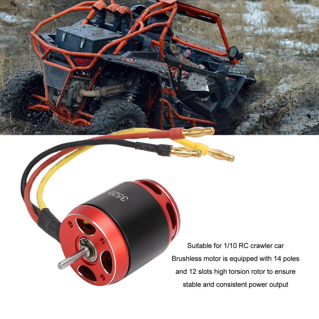 Asixxsix 1/10 RC Geared Brushless Motor Set, 1850KV, 2250KV, 3542 Outrunner Motor High Torx Rotor 14 Pole 12 Slot, RC Accessory Axle SCX10 (1850KV)