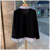 Autumn Casual Fake Two-piece Spliced Lapel Long-sleeved Shirt  Loose Button Versatile Top