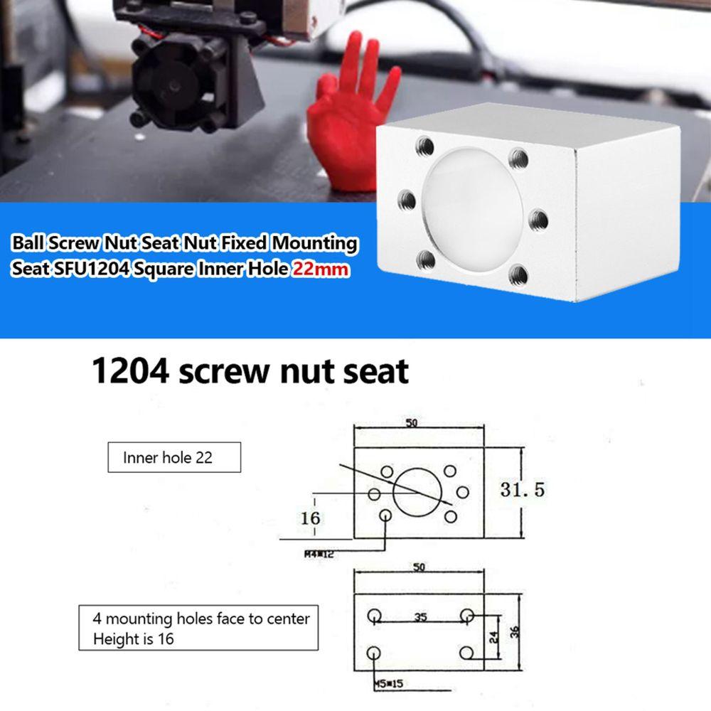 22mm Inner Diameter Ballscrew Nut Housing Aluminum Alloy SFU1204 Ball Screws Mount Bracket DSG12H Holder Base