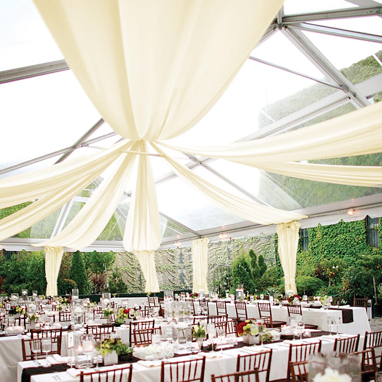 

White Ceiling Drapes Wedding Arch Draping Fabric Voile Chiffon Drapery Draping Ceiling Decorations for Party Ceremony Stage W75xH300cm