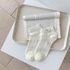 Cute Little Bear Embroidered White Sock Summer Lightweight Short Socks for Children, Breathable Mesh Summer Boat Socks