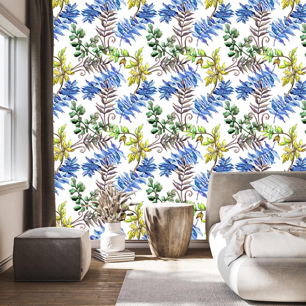 Colorful leaves and watercolor wallpaper for living room and bedroom 50x1000