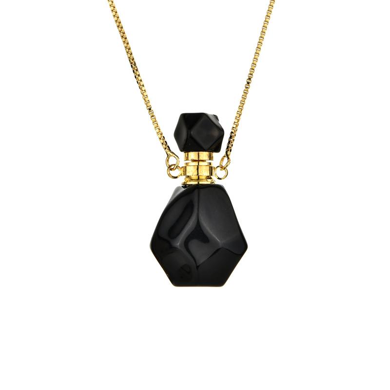 Crystal Perfume Bottle Pendant Necklace Aromatherapy Essential Oil Natural Stone Perfume Bottle Pendant Necklace