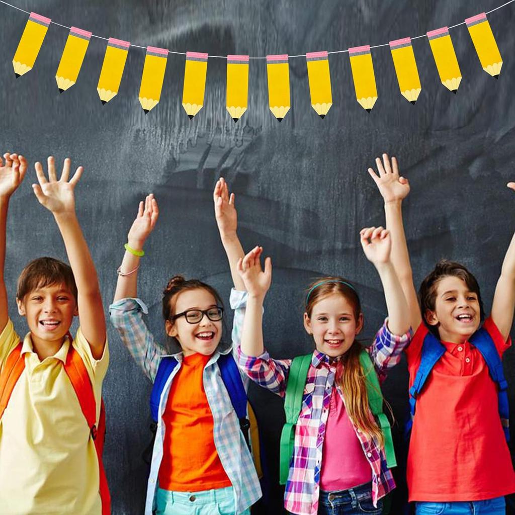Partyprops Pencil Banner | Pencil Garland | Kindergarten Banner | Classroom Decor | Pencil Party Decorations | Back to School Party Decorations |